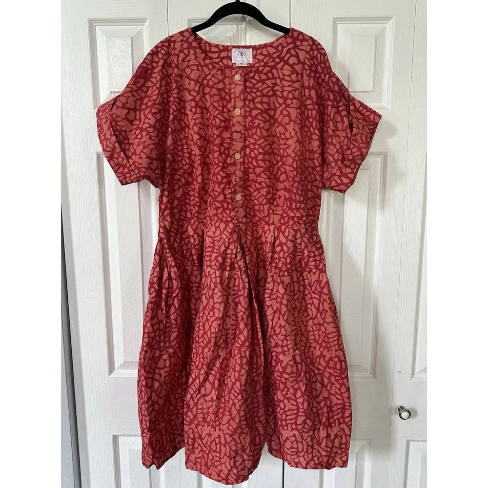 Anthropologie SIKA Red Mosaic Mini Dress Size 16W READ No Belt